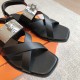 Hermes Women's Ines Sandals in Black Leather