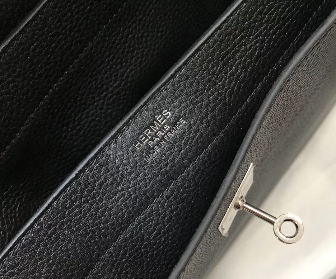 Hermes Kelly Depeche 34 Briefcase In Black Calfskin