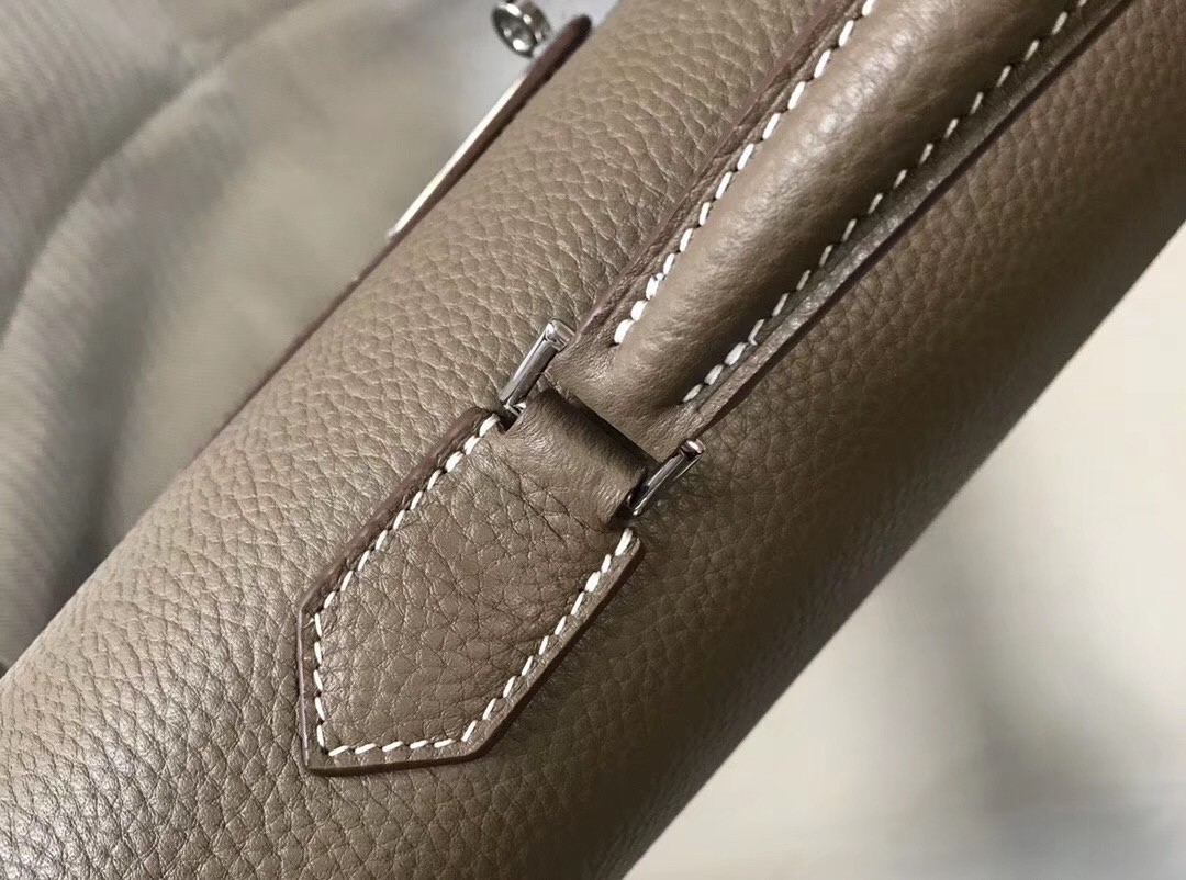 Hermes Kelly Depeche 34 Briefcase In Taupe Calfskin