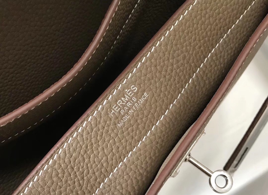 Hermes Kelly Depeche 38 Briefcase In Taupe Calfskin