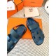 Hermes Men's Genius Sandals In Blue Calfskin