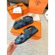 Hermes Men's Genius Sandals In Blue Calfskin