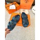 Hermes Men's Genius Sandals In Blue Calfskin