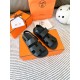 Hermes Men's Genius Sandals In Black Calfskin