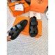 Hermes Men's Genius Sandals In Black Calfskin