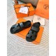 Hermes Men's Genius Sandals In Black Calfskin