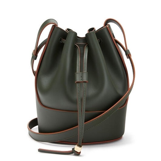 Loewe Small Balloon Bucket Bag In Khaki Calfskin