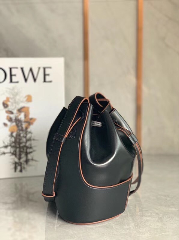 Loewe Small Balloon Bucket Bag In Black Calfskin