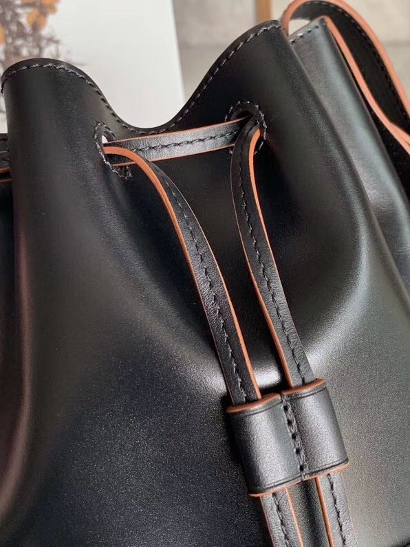 Loewe Small Balloon Bucket Bag In Black Calfskin