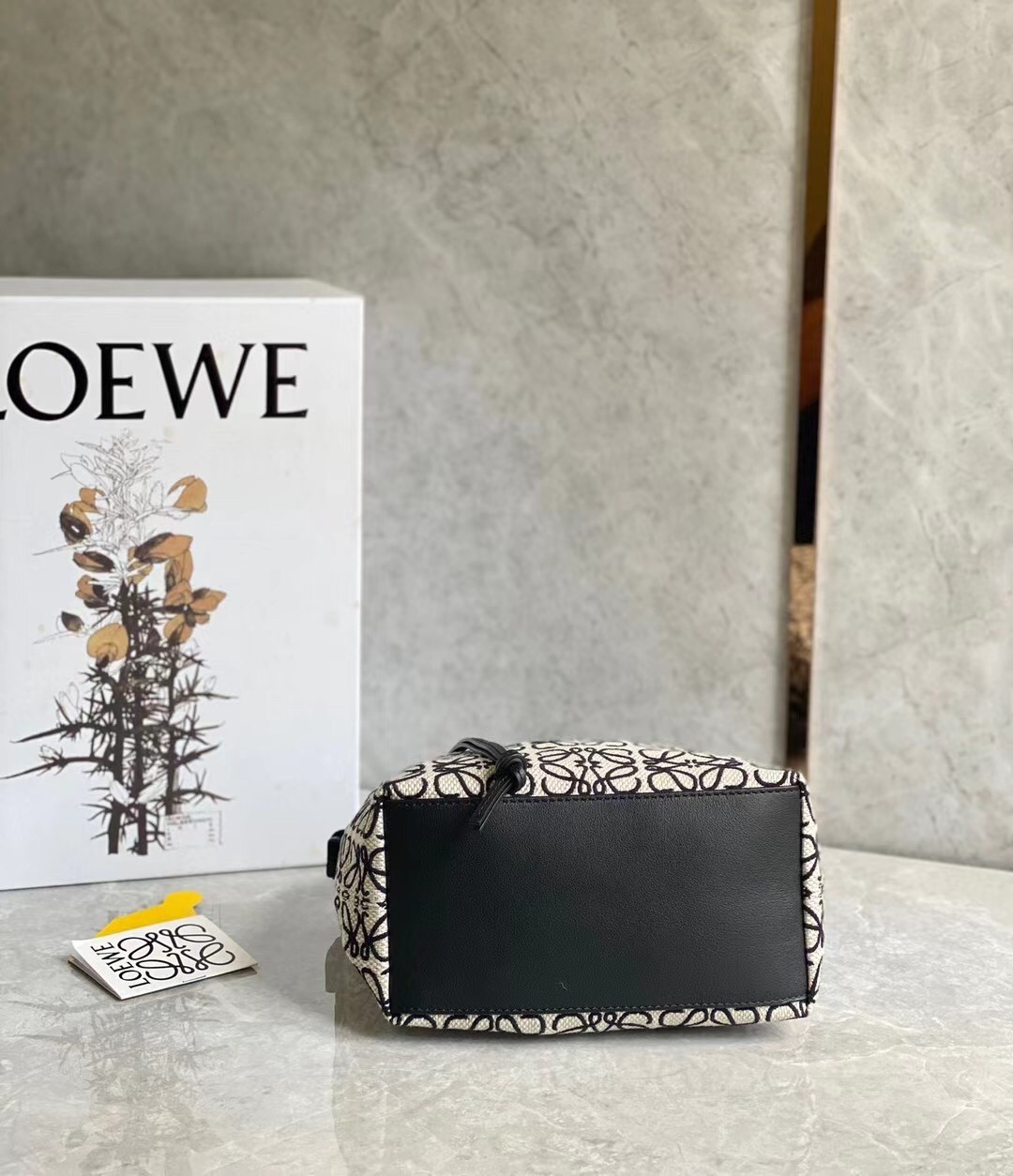 Loewe Small Cubi Hobo Bag in Ecru/Black Anagram Jacquard