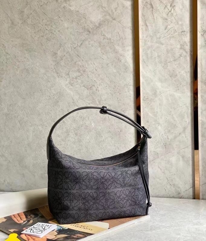 Loewe Cubi Hobo Bag in Black Anagram Jacquard