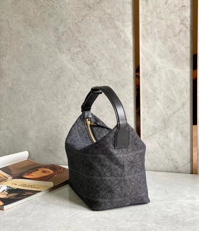 Loewe Cubi Hobo Bag in Black Anagram Jacquard