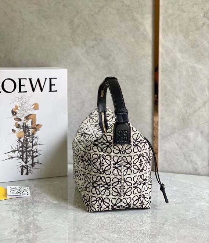 Loewe Cubi Hobo Bag in Ecru/Black Anagram Jacquard