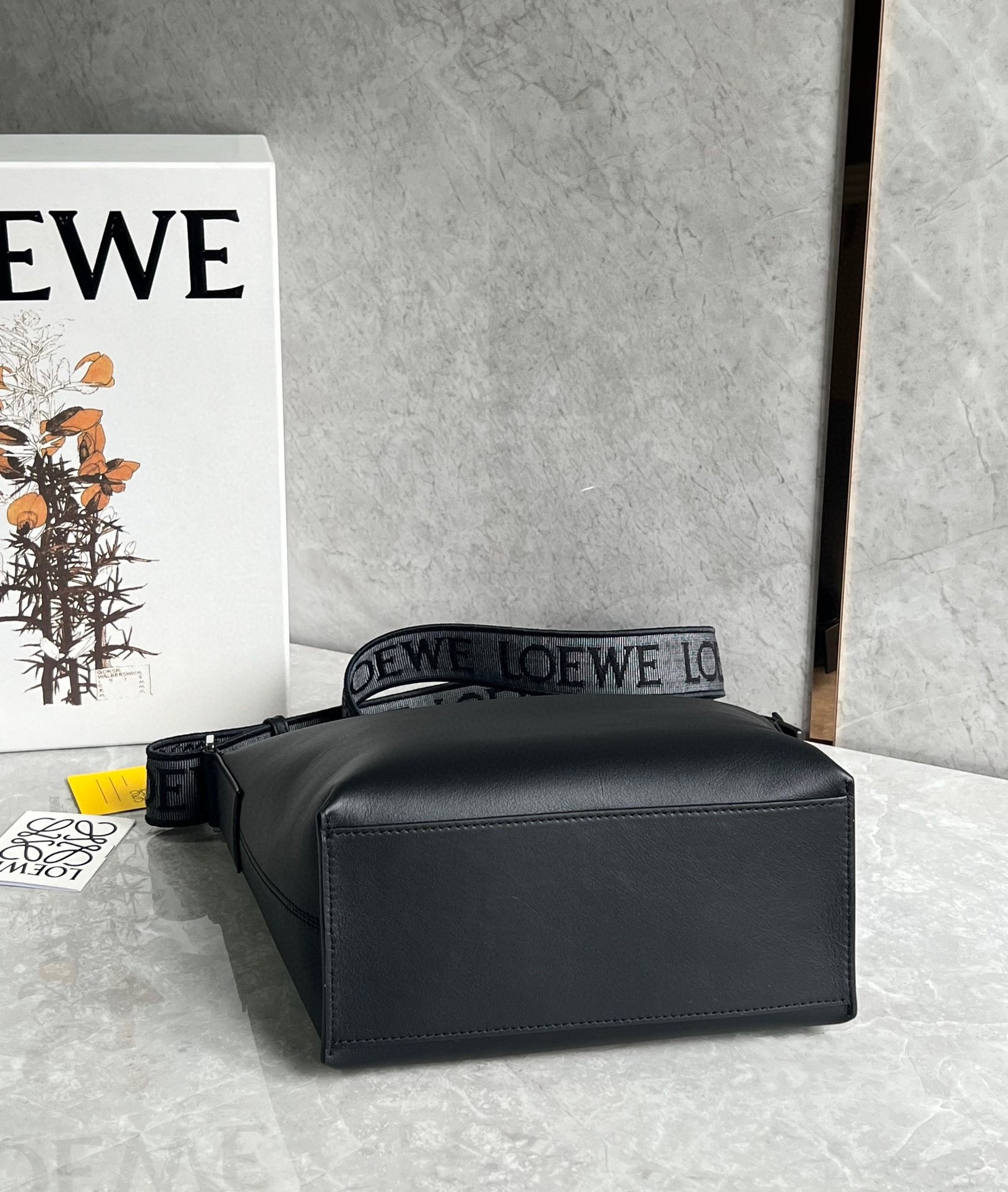 Loewe Cubi Small Bag in Black Calfskin and Jacquard