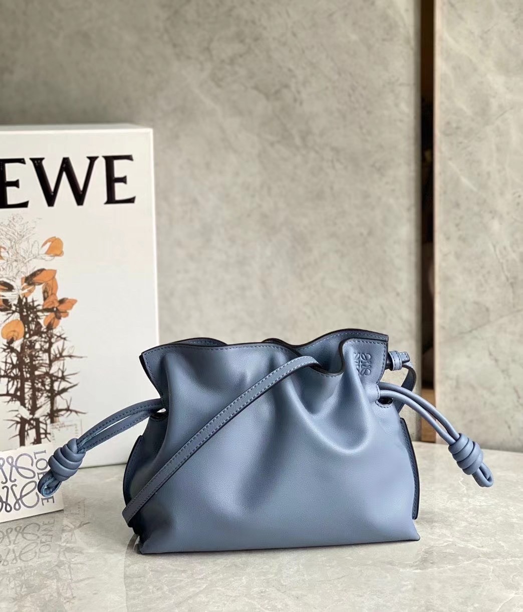 Loewe Flamenco Mini Clutch In Atlantic Blue Nappa Leather