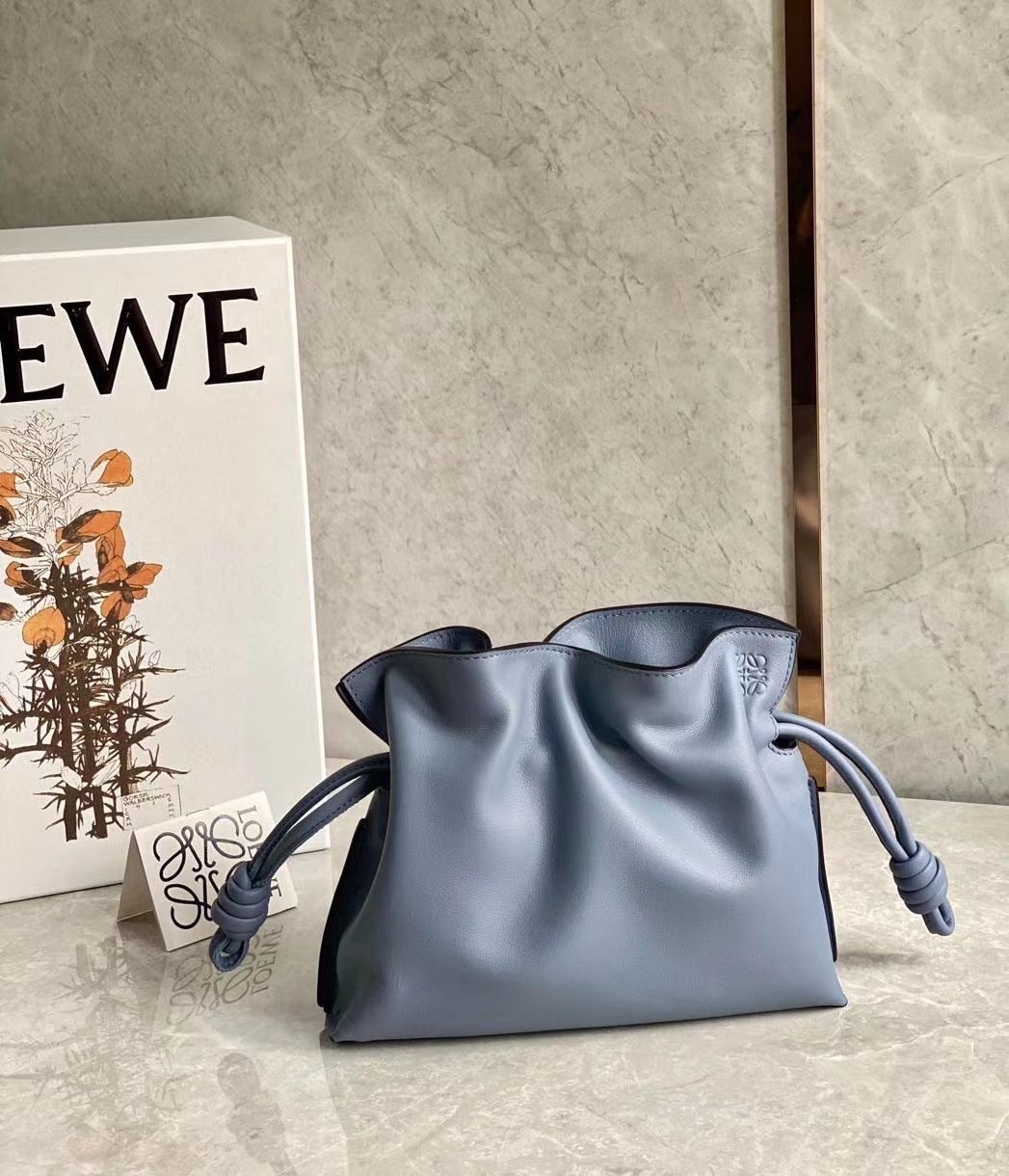 Loewe Flamenco Mini Clutch In Atlantic Blue Nappa Leather