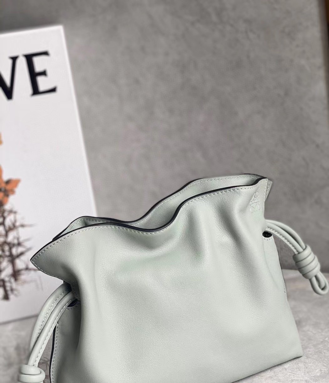 Loewe Flamenco Mini Clutch In Ash Grey Nappa Leather