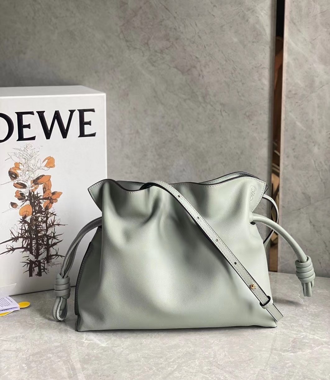 Loewe Flamenco Clutch In Ash Grey Nappa Leather