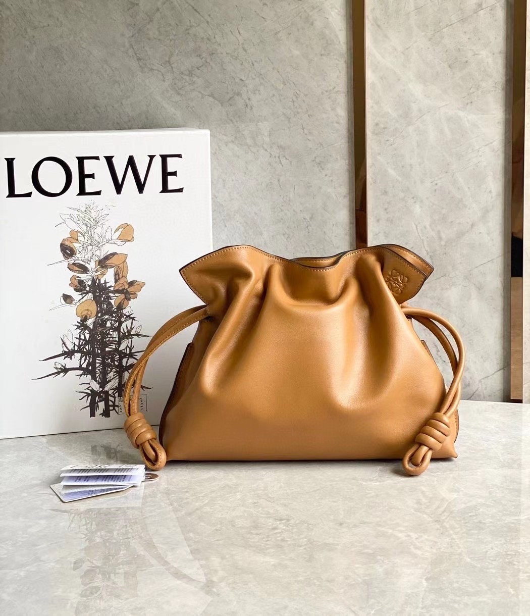 Loewe Flamenco Clutch In Brown Nappa Leather