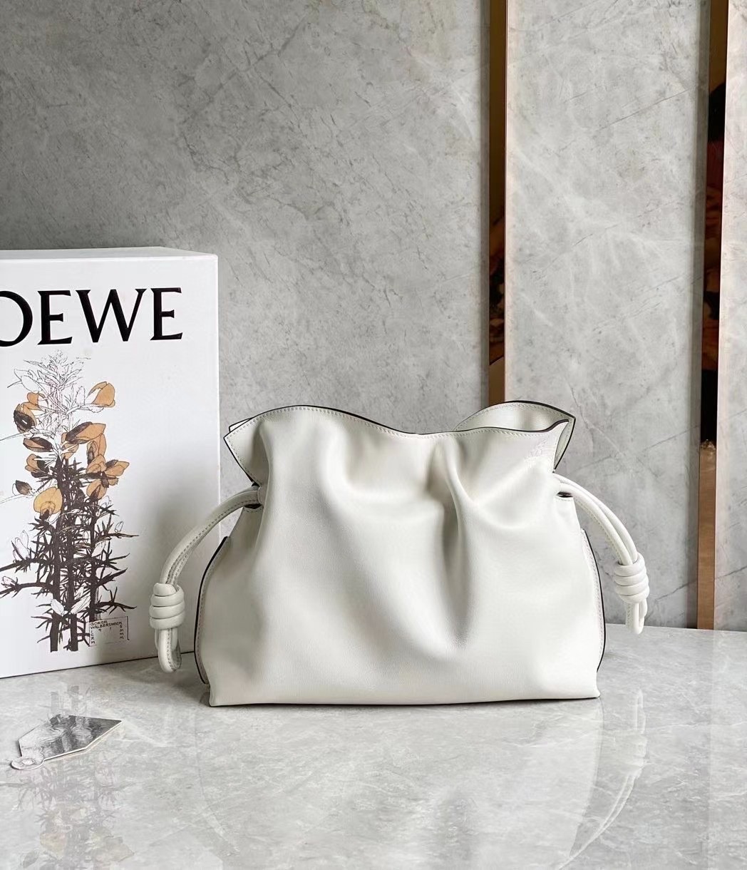 Loewe Flamenco Clutch In White Nappa Leather