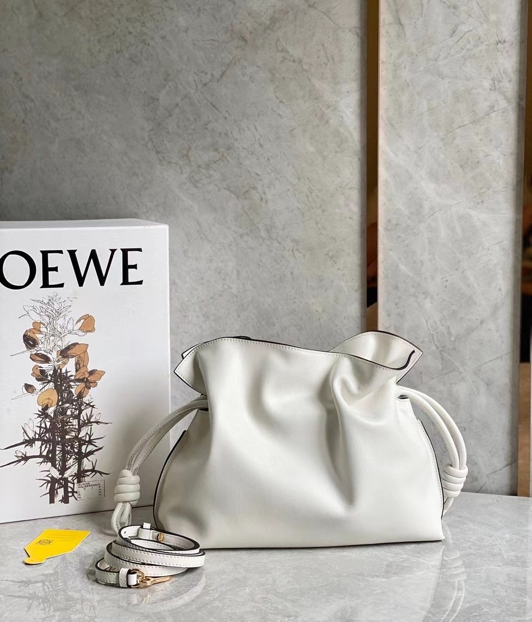 Loewe Flamenco Clutch In White Nappa Leather