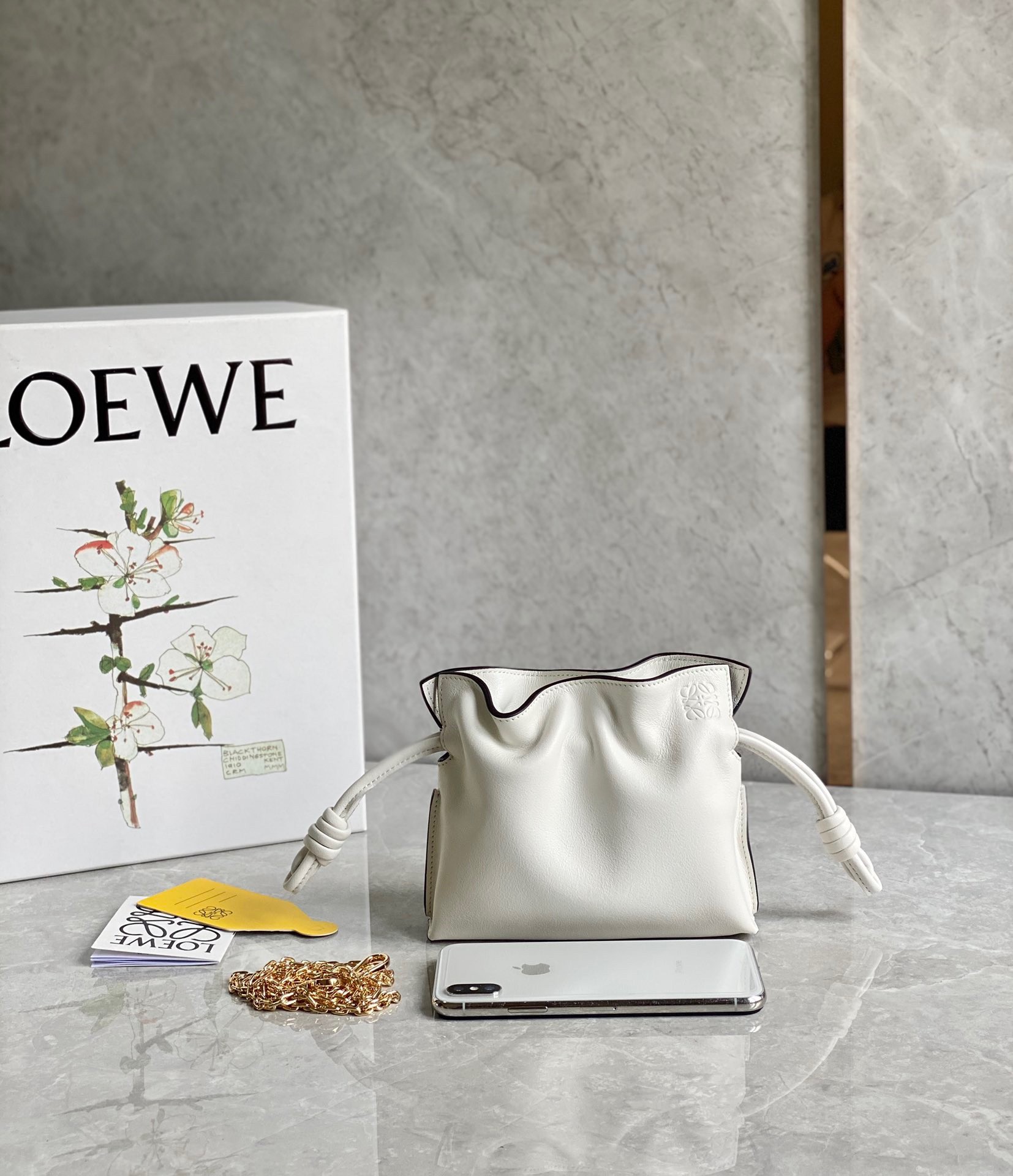 Loewe Flamenco Nano Clutch In White Nappa Leather