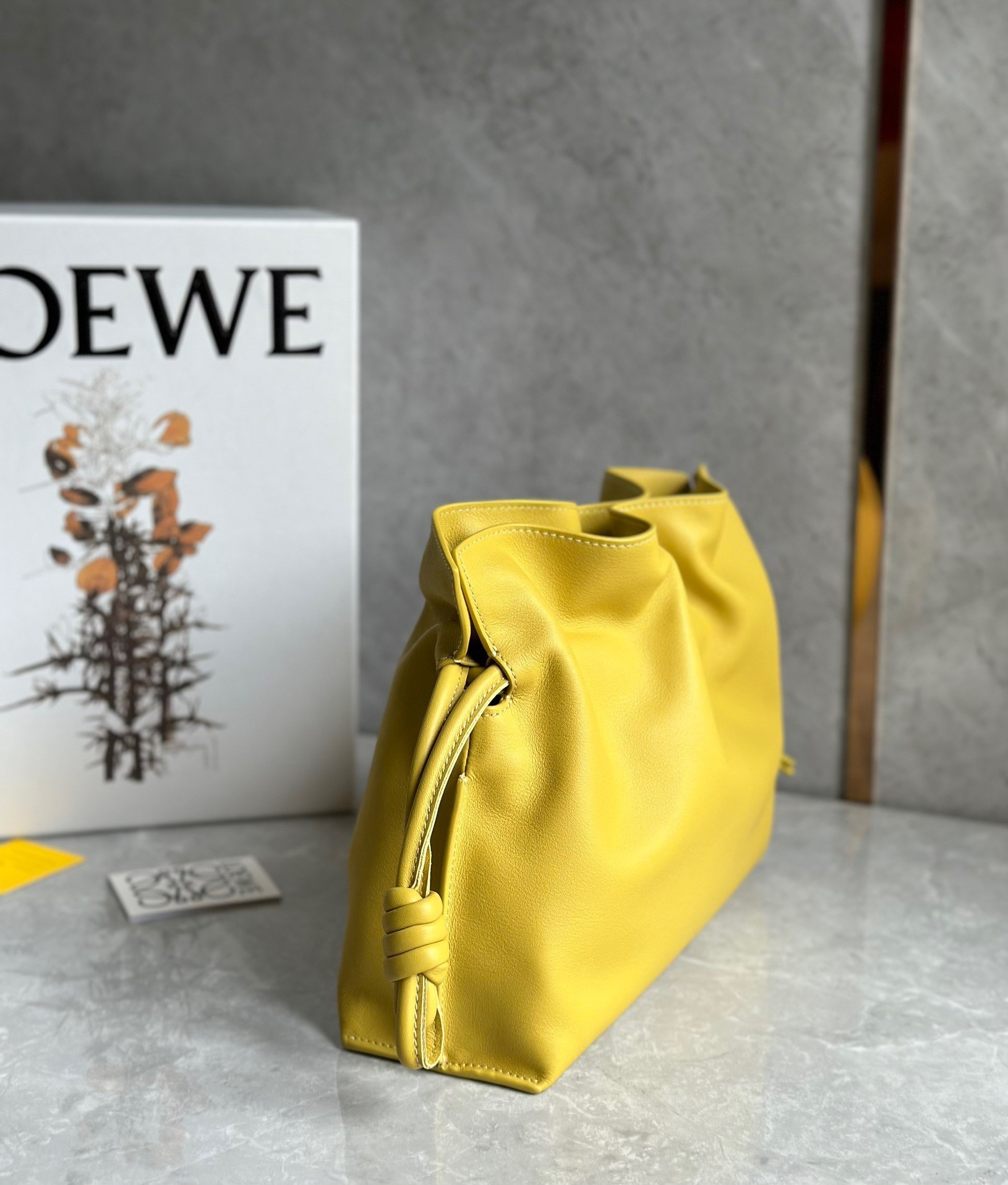 Loewe Flamenco Clutch Bag In Pale Yellow Leather