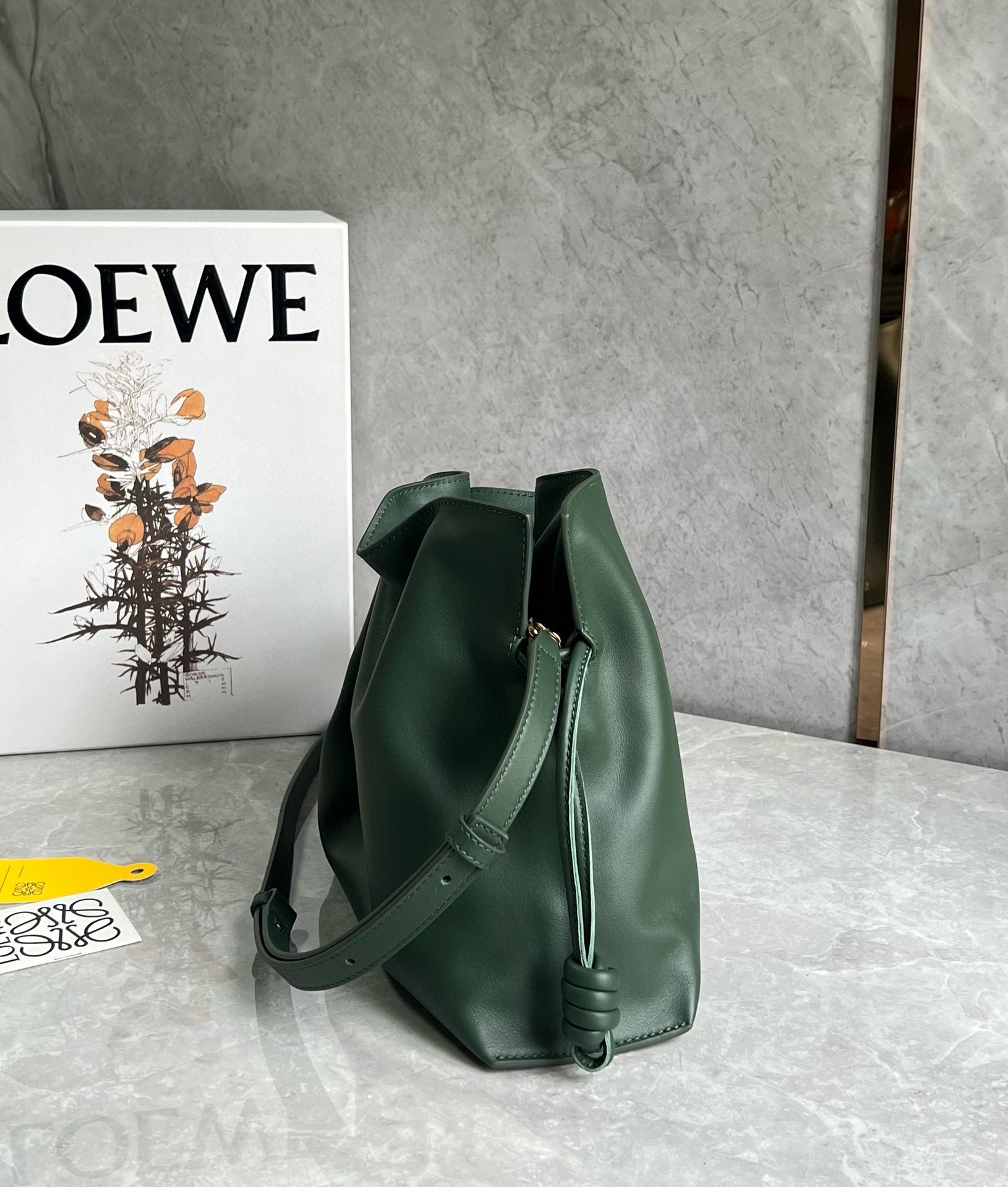 Loewe Flamenco Clutch Bag in Bottle Green Nappa Calfskin