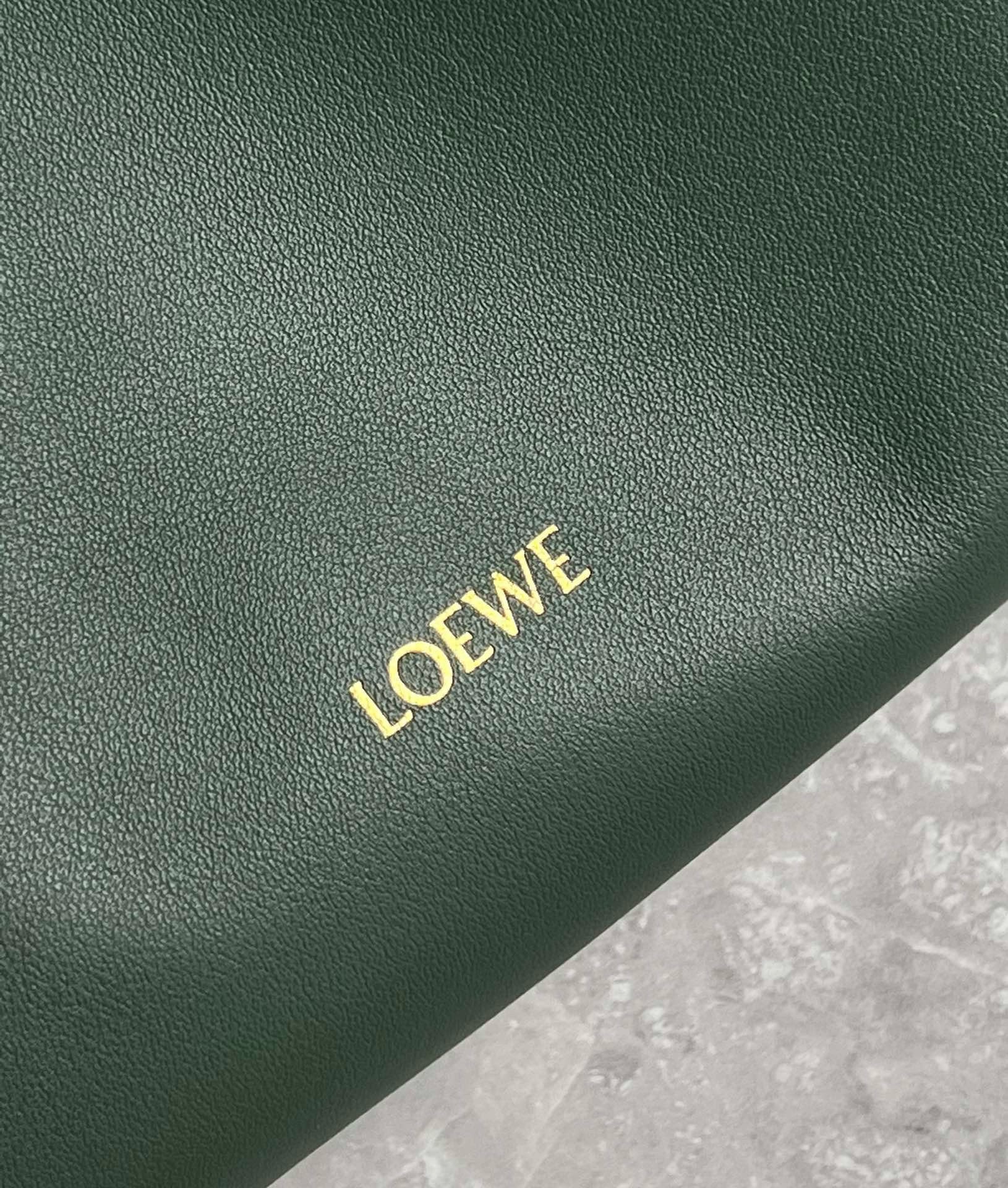 Loewe Flamenco Clutch Bag in Bottle Green Nappa Calfskin