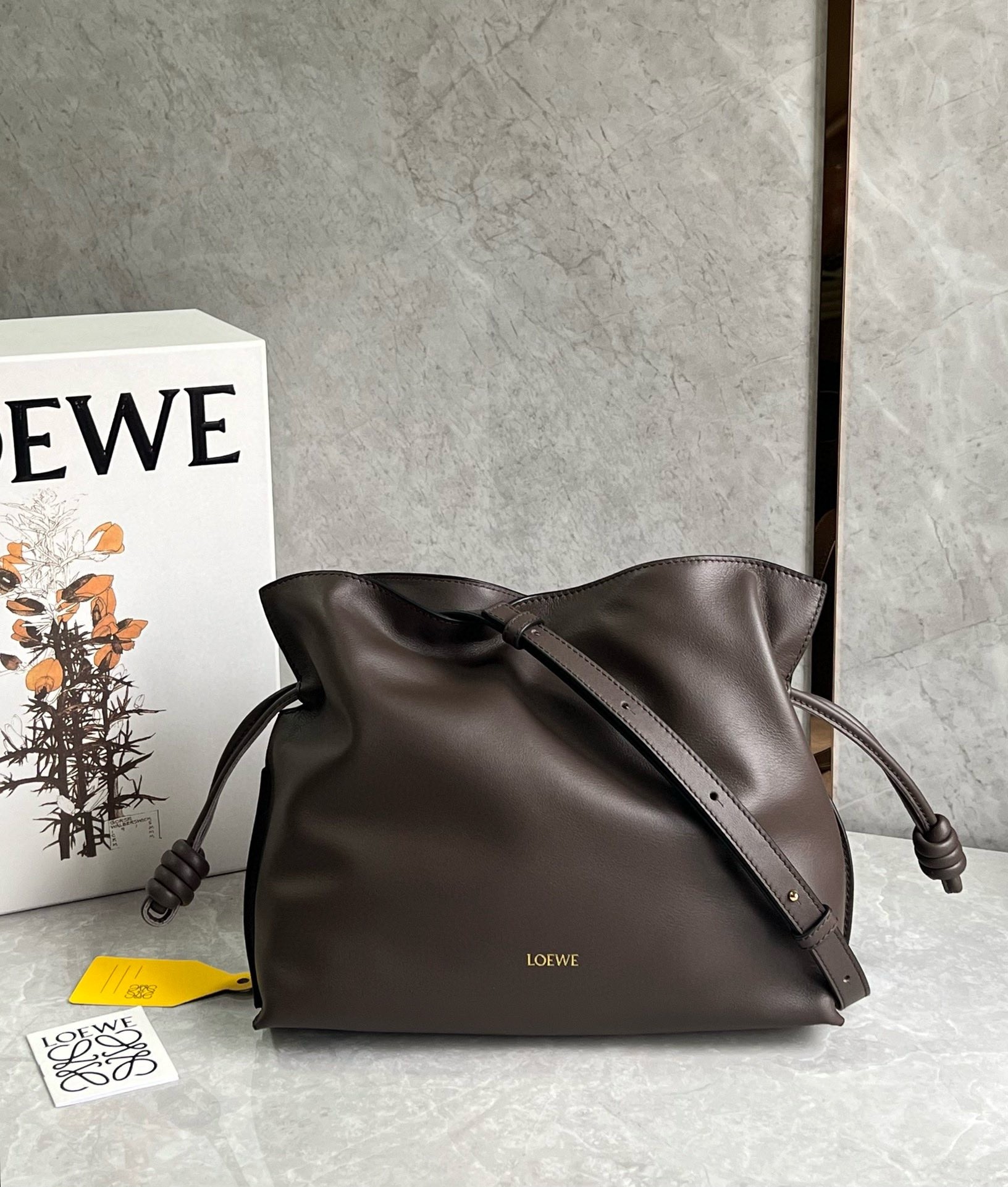 Loewe Flamenco Clutch Bag in Chocolate Nappa Calfskin