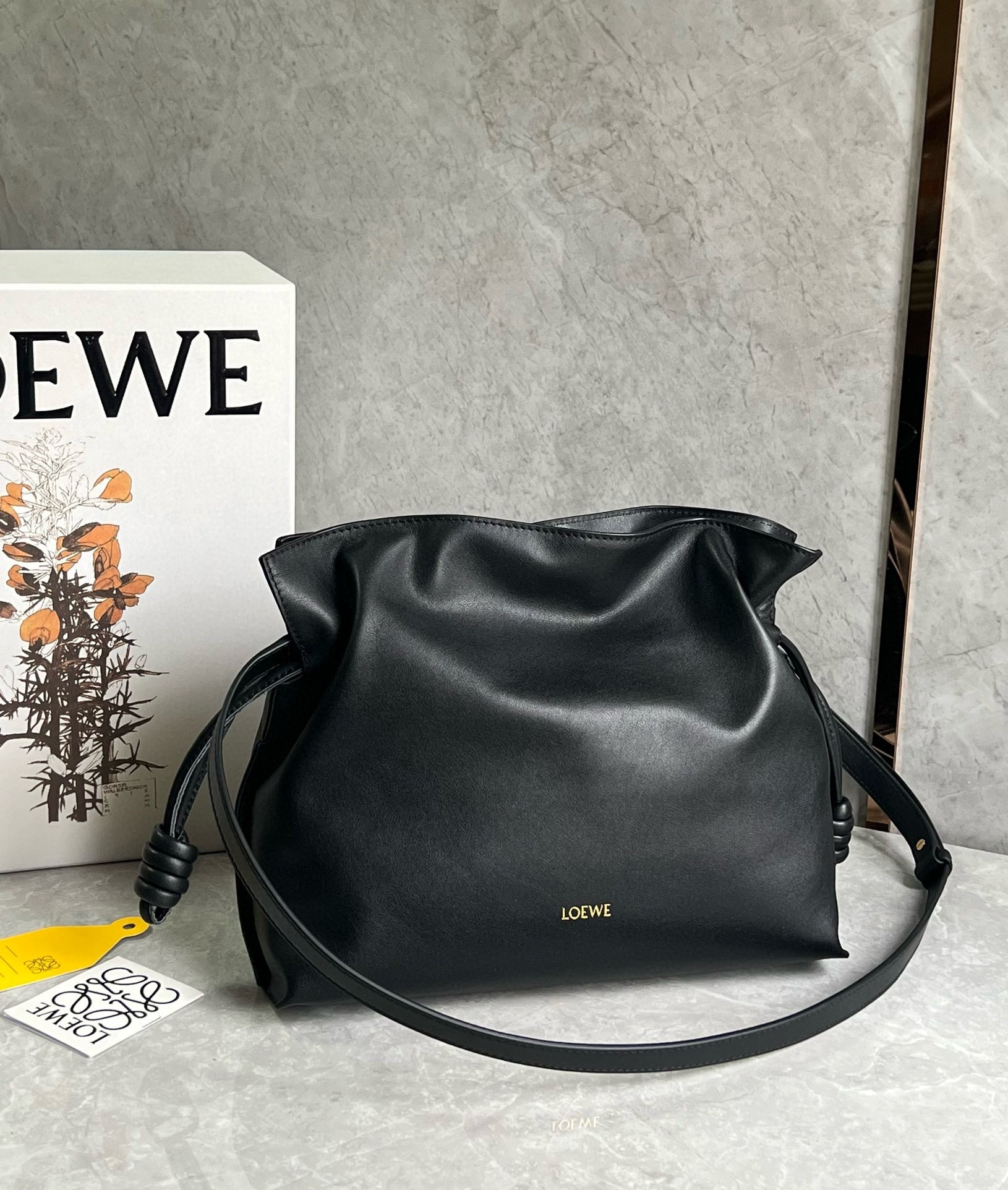 Loewe Flamenco Clutch Bag in Black Nappa Calfskin