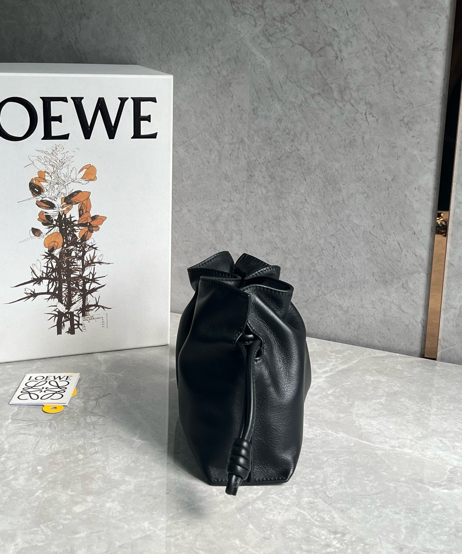 Loewe Mini Flamenco Clutch Bag in Black Nappa Calfskin