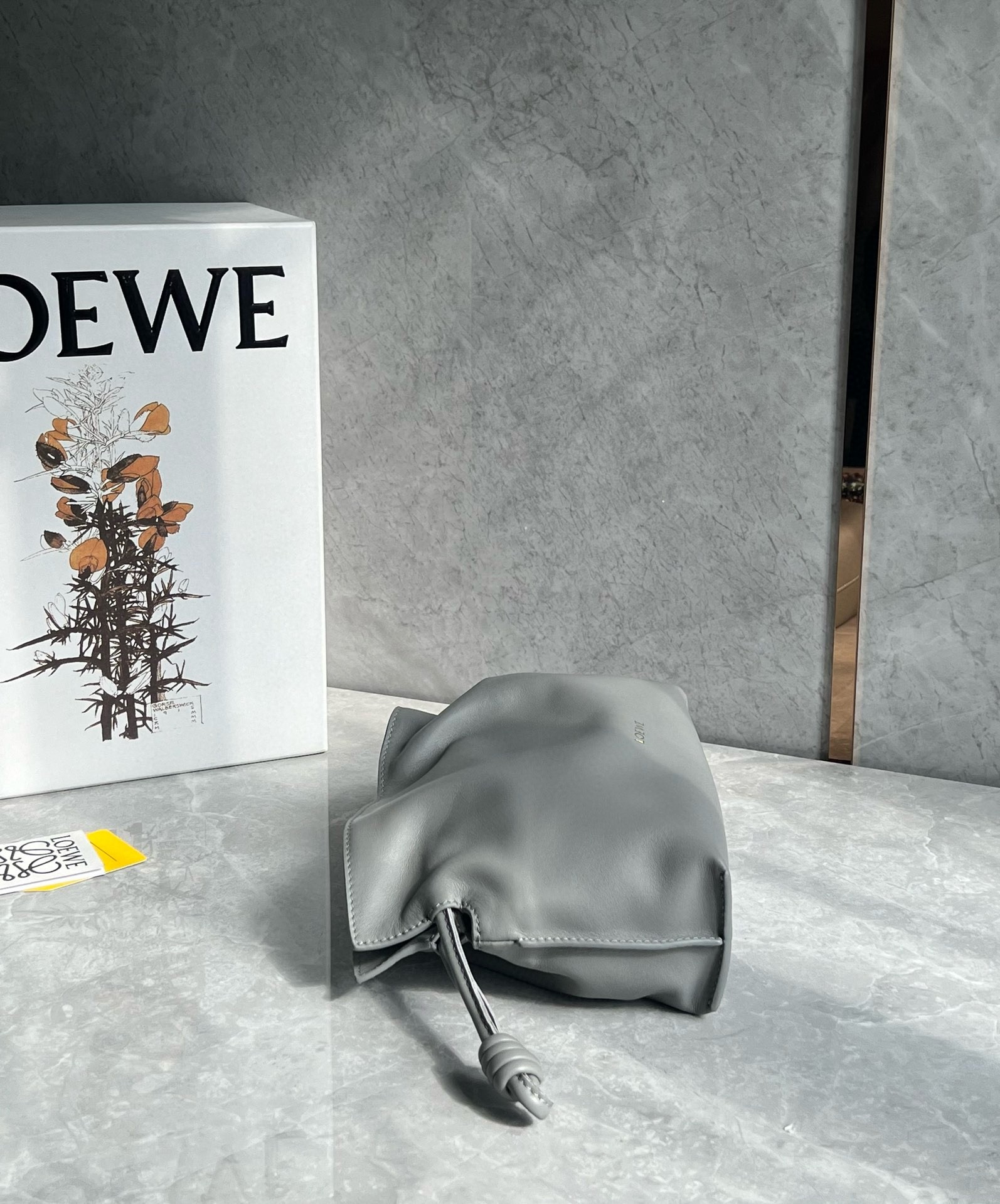 Loewe Mini Flamenco Clutch Bag in Pearl Grey Nappa Calfskin