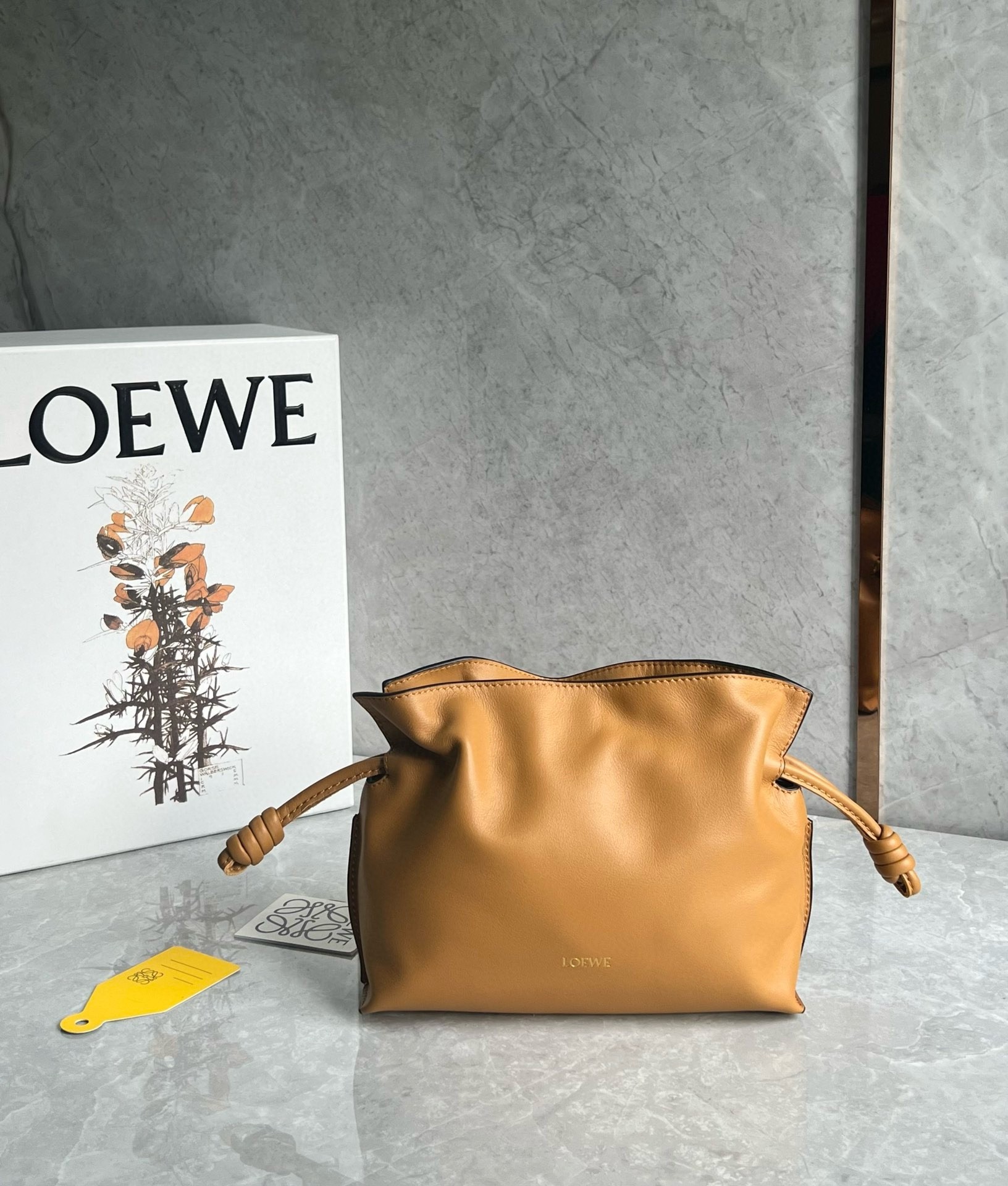 Loewe Mini Flamenco Clutch Bag in Warm Desert Nappa Calfskin