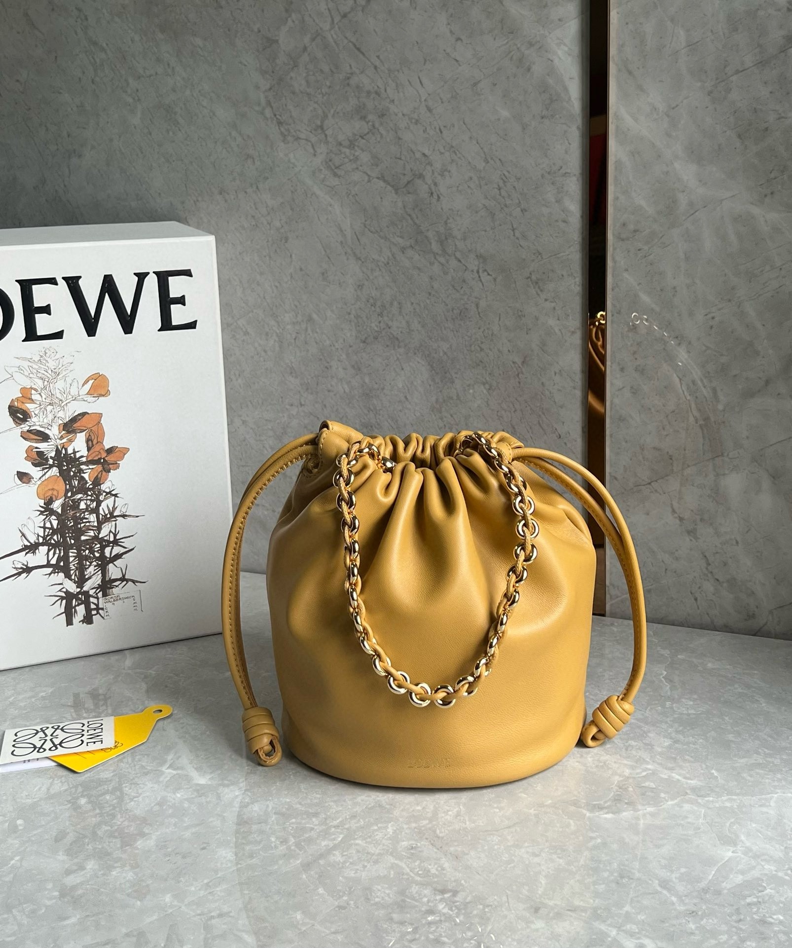 Loewe Flamenco Purse Bucket Bag in Sahara Nappa Lambskin