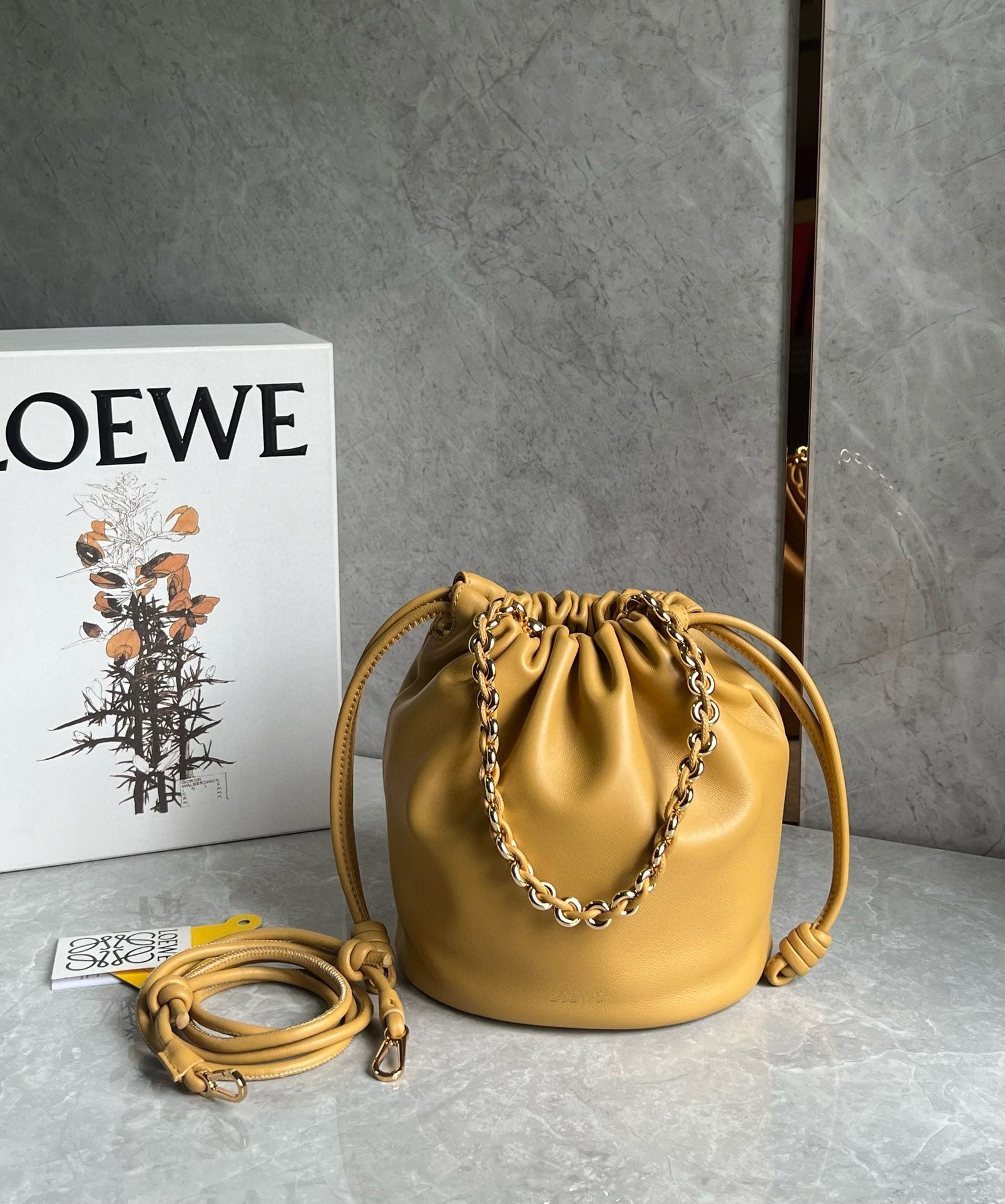 Loewe Flamenco Purse Bucket Bag in Sahara Nappa Lambskin