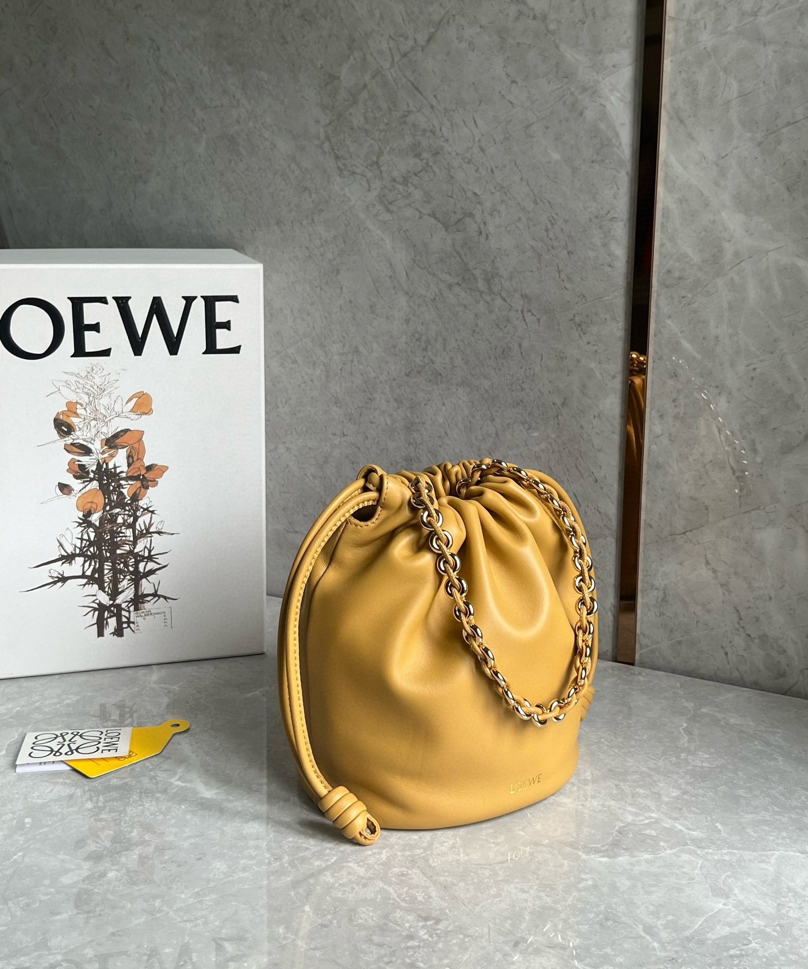 Loewe Flamenco Purse Bucket Bag in Sahara Nappa Lambskin