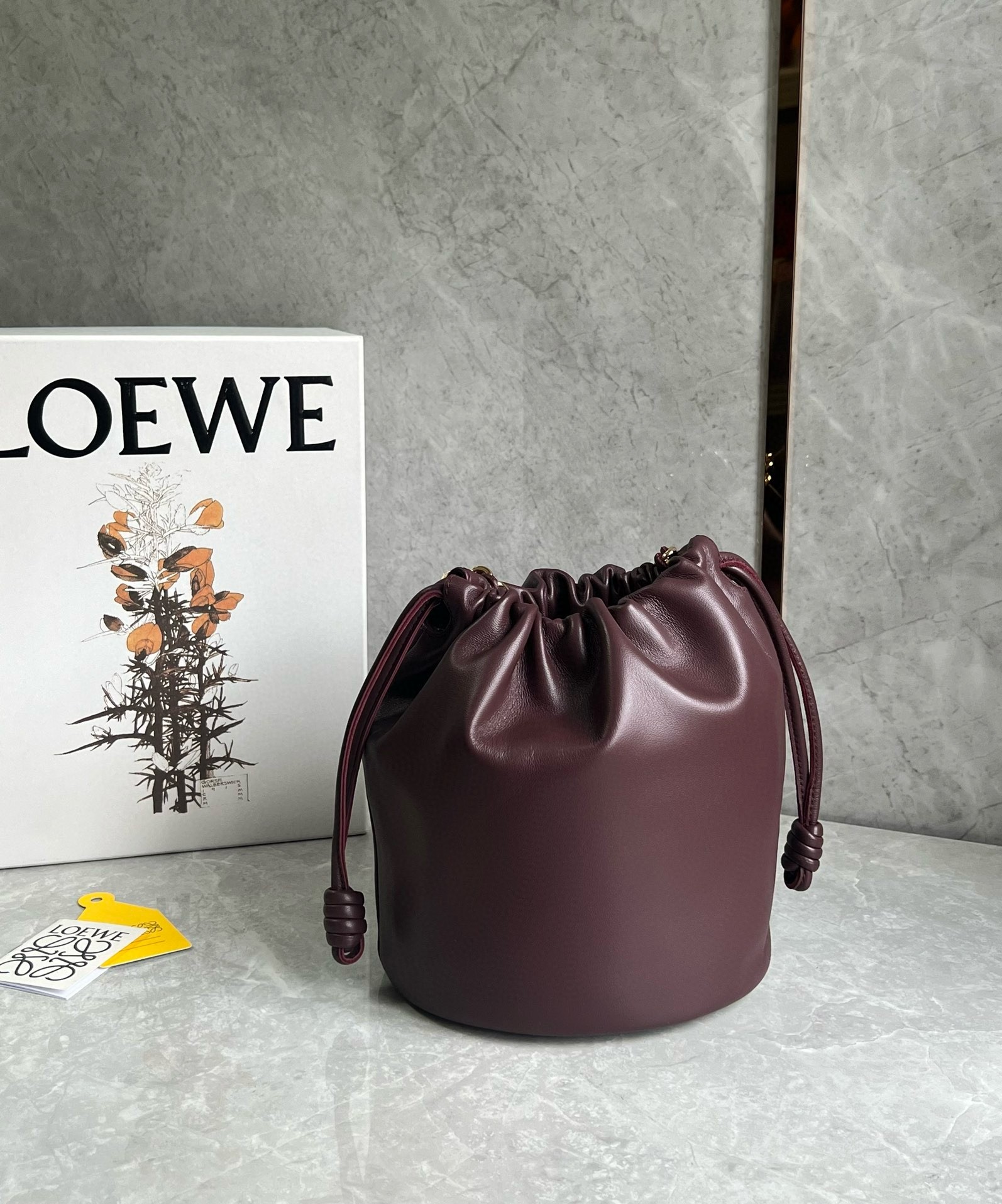 Loewe Flamenco Purse Bucket Bag in Burgundy Nappa Lambskin