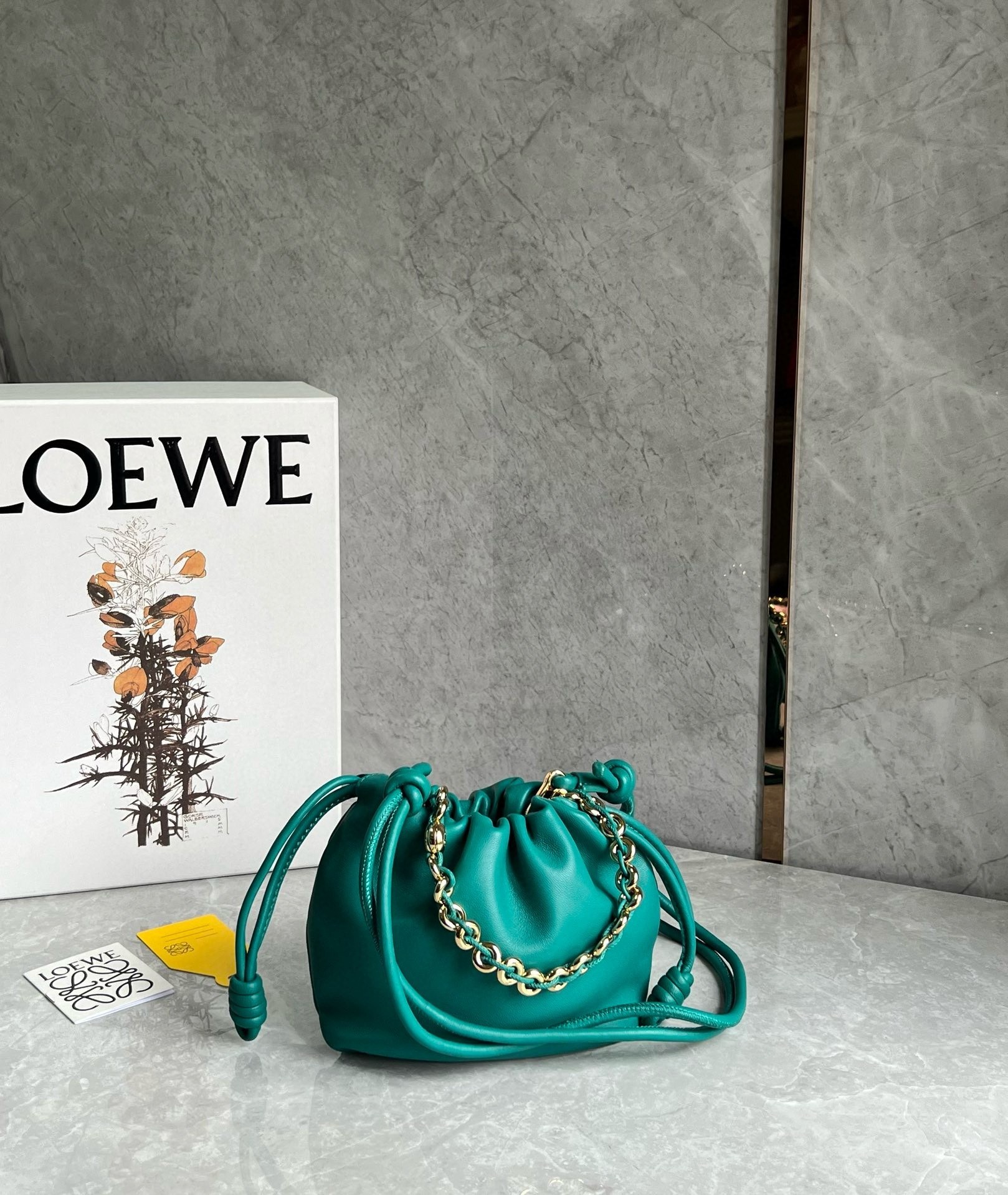 Loewe Mini Flamenco Purse Bag in Green Nappa Lambskin