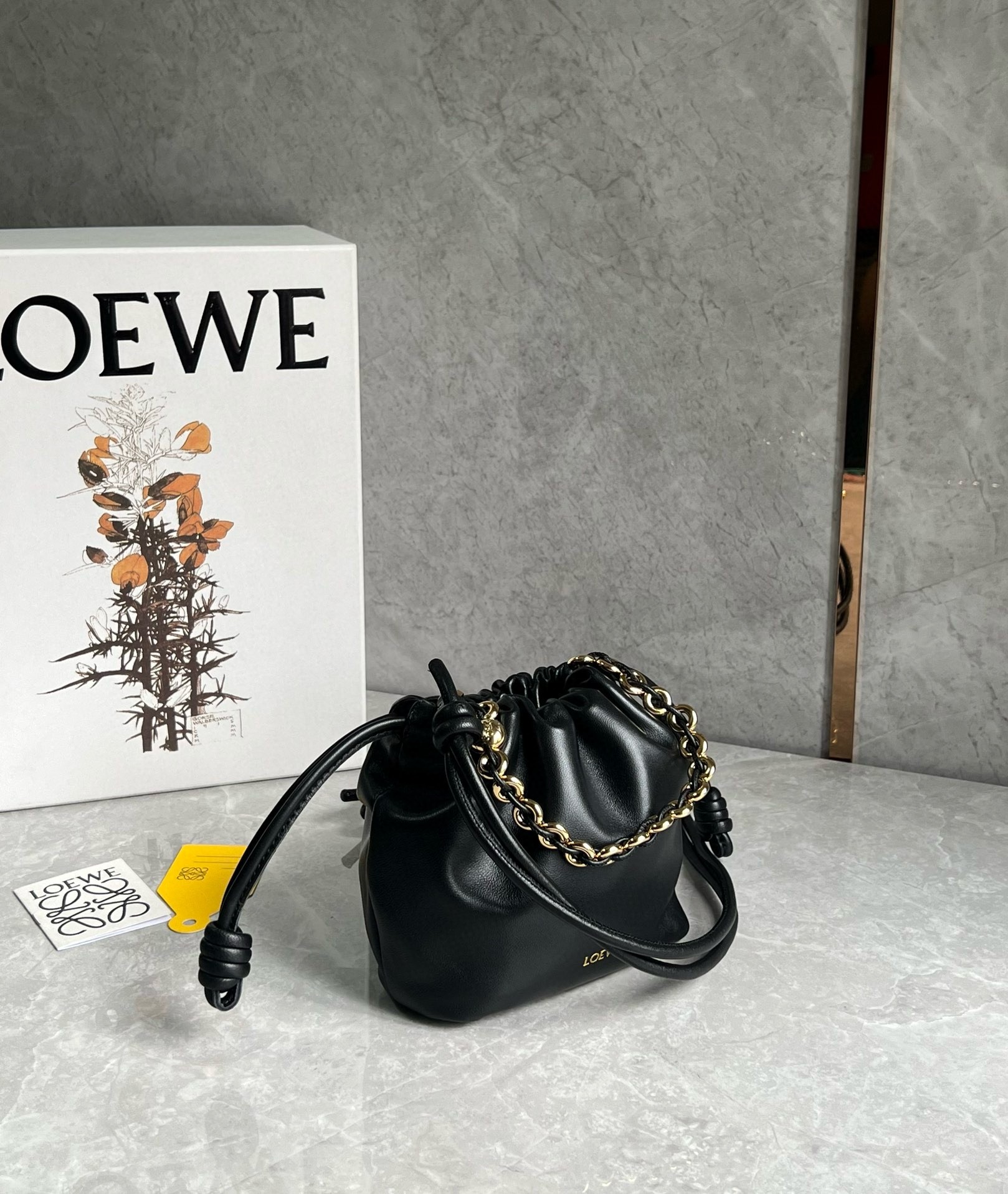 Loewe Mini Flamenco Purse Bag in Black Nappa Lambskin