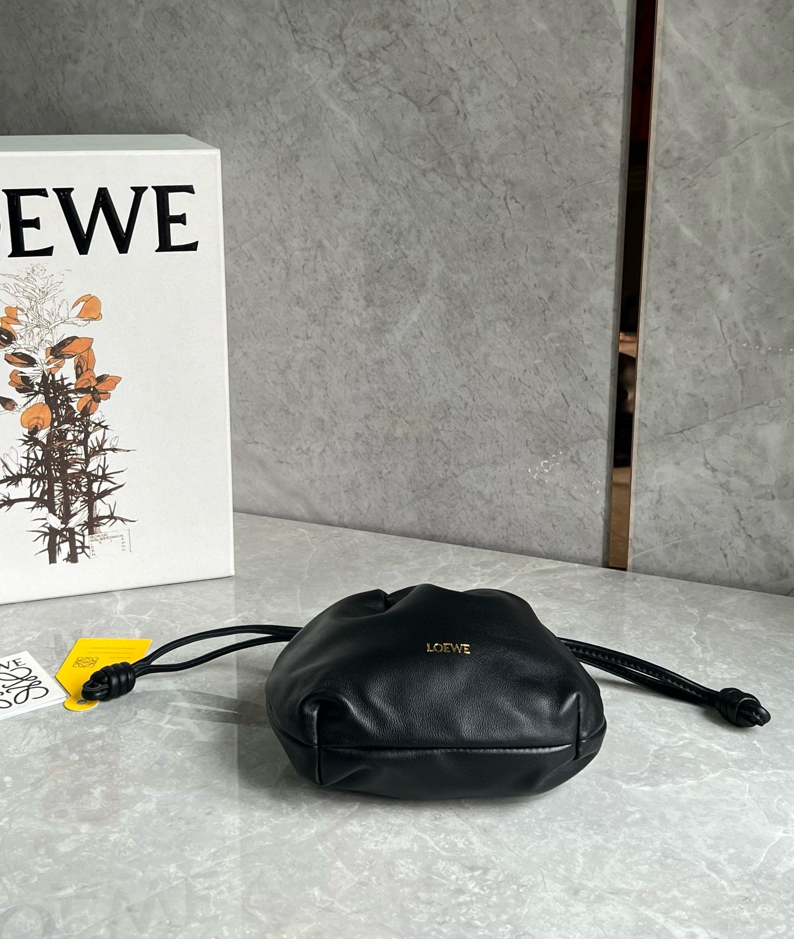 Loewe Mini Flamenco Purse Bag in Black Nappa Lambskin