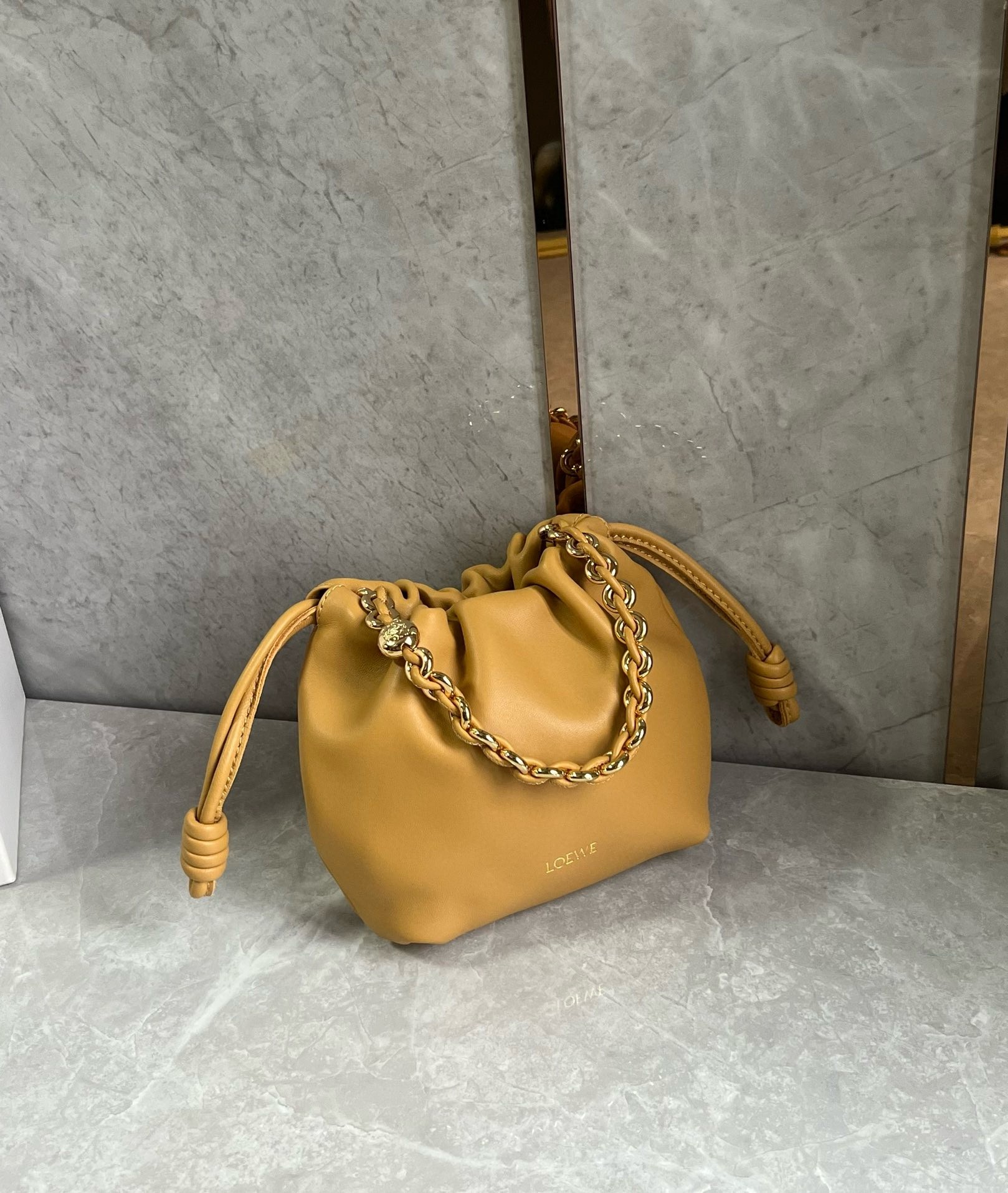 Loewe Mini Flamenco Purse Bag in Sahara Nappa Lambskin