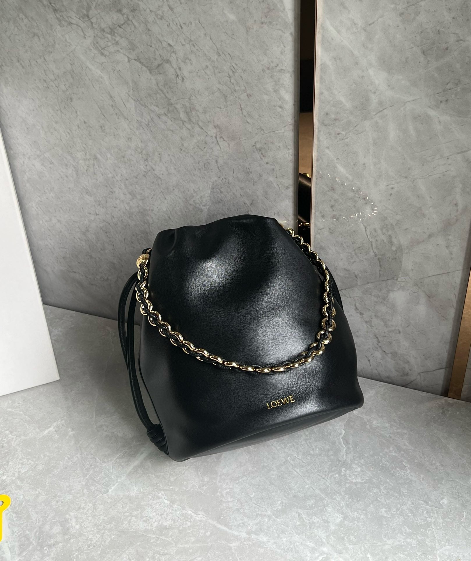 Loewe Flamenco Purse Bucket Bag in Black Nappa Lambskin