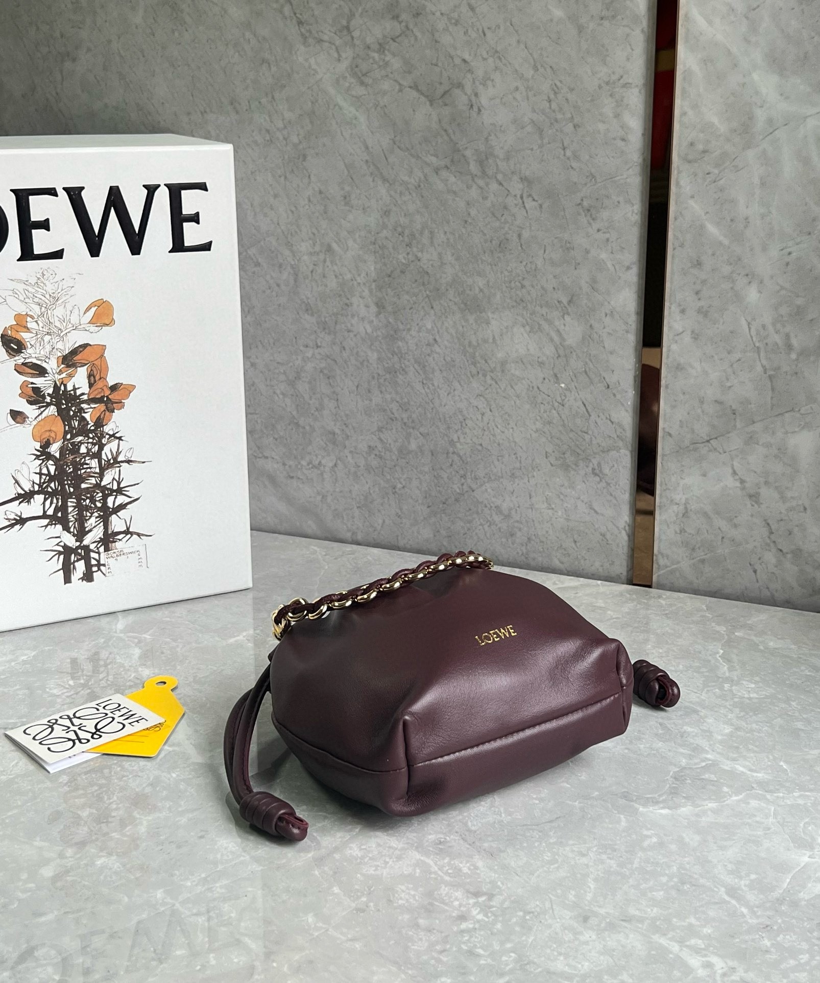 Loewe Mini Flamenco Purse Bag in Burgundy Nappa Lambskin