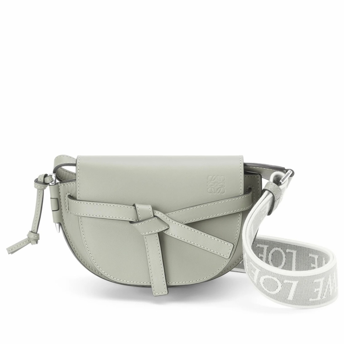 Loewe Mini Gate Dual Bag In Ash Grey Calfskin