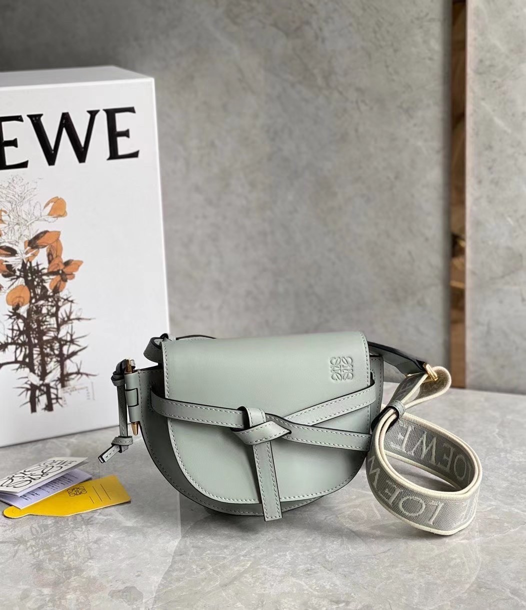 Loewe Mini Gate Dual Bag In Ash Grey Calfskin