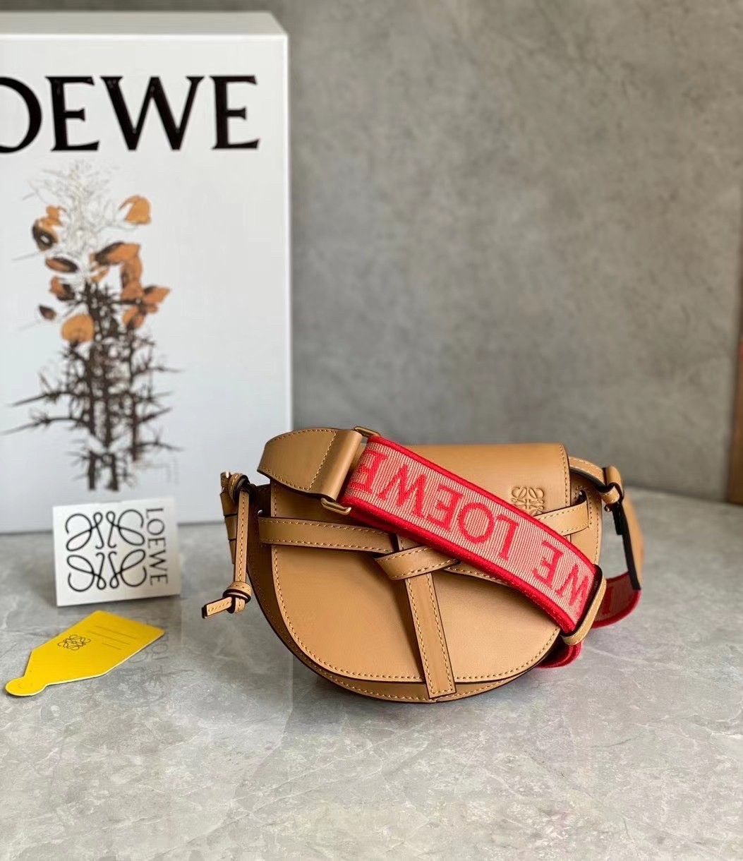 Loewe Mini Gate Dual Bag In Brown Calfskin