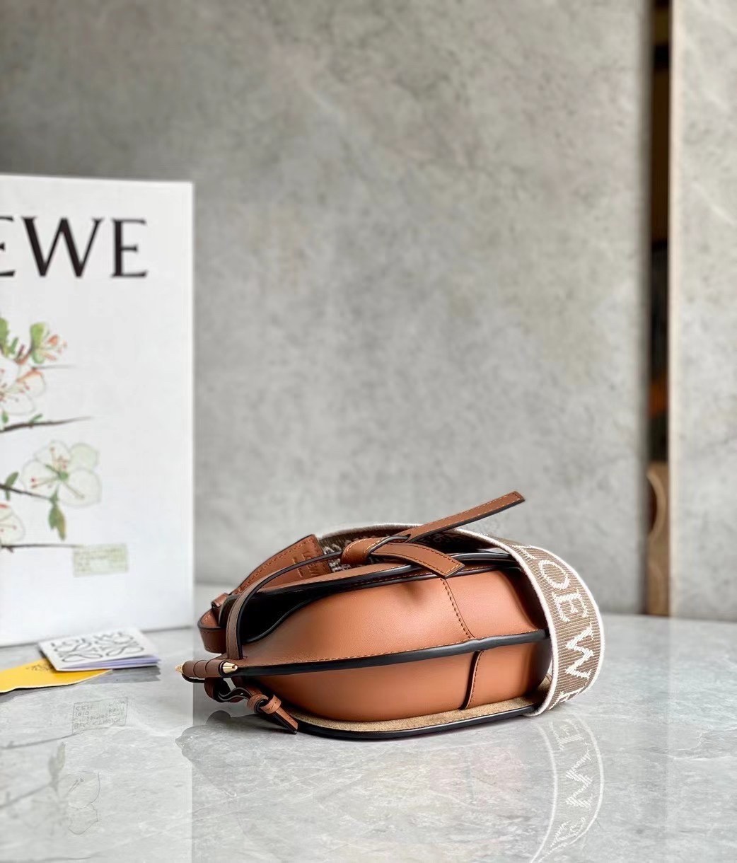 Loewe Mini Gate Dual Bag In Tan Calfskin