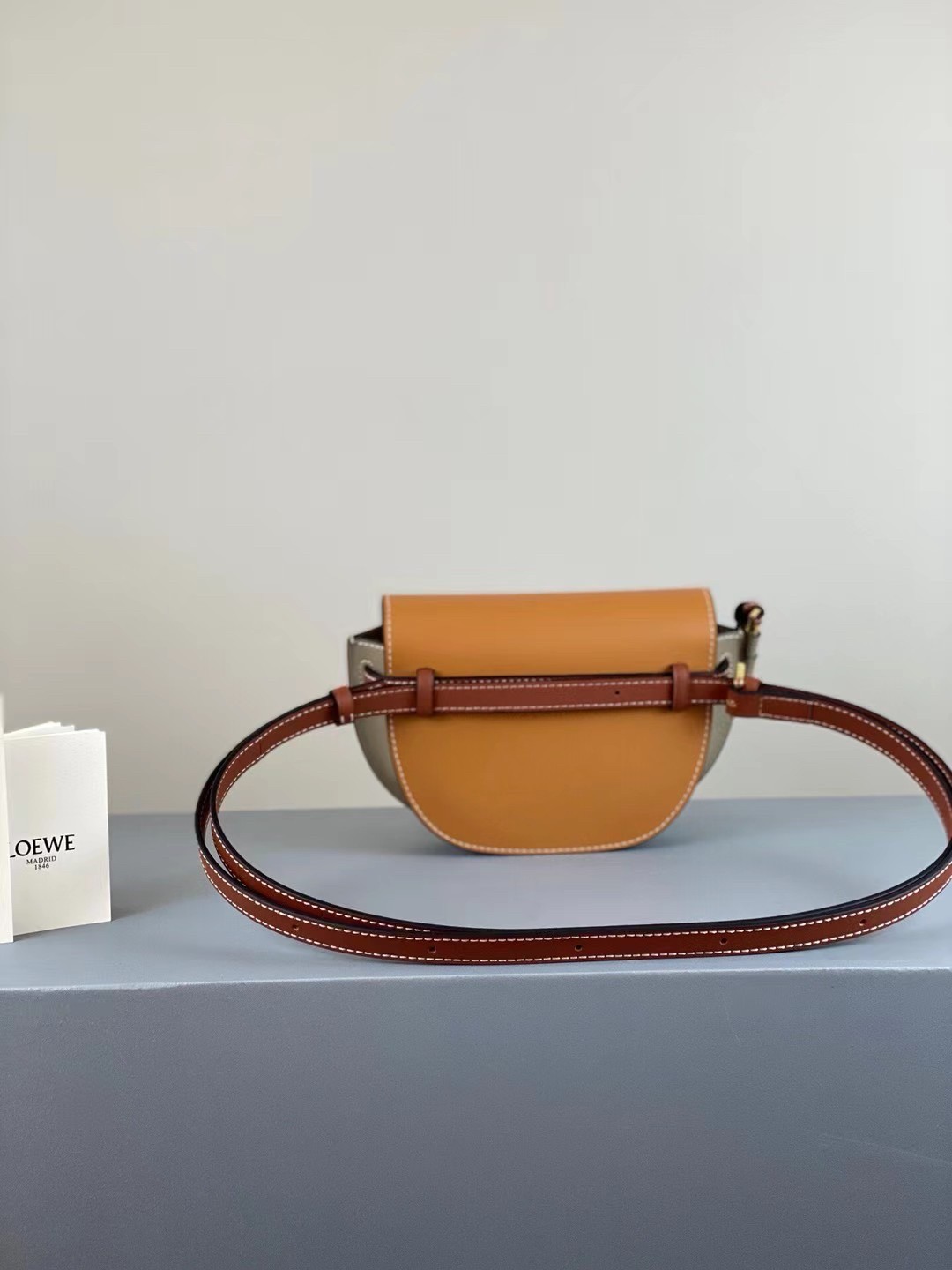 Loewe Mini Gate Dual Bag In Amber/Grey Calfskin