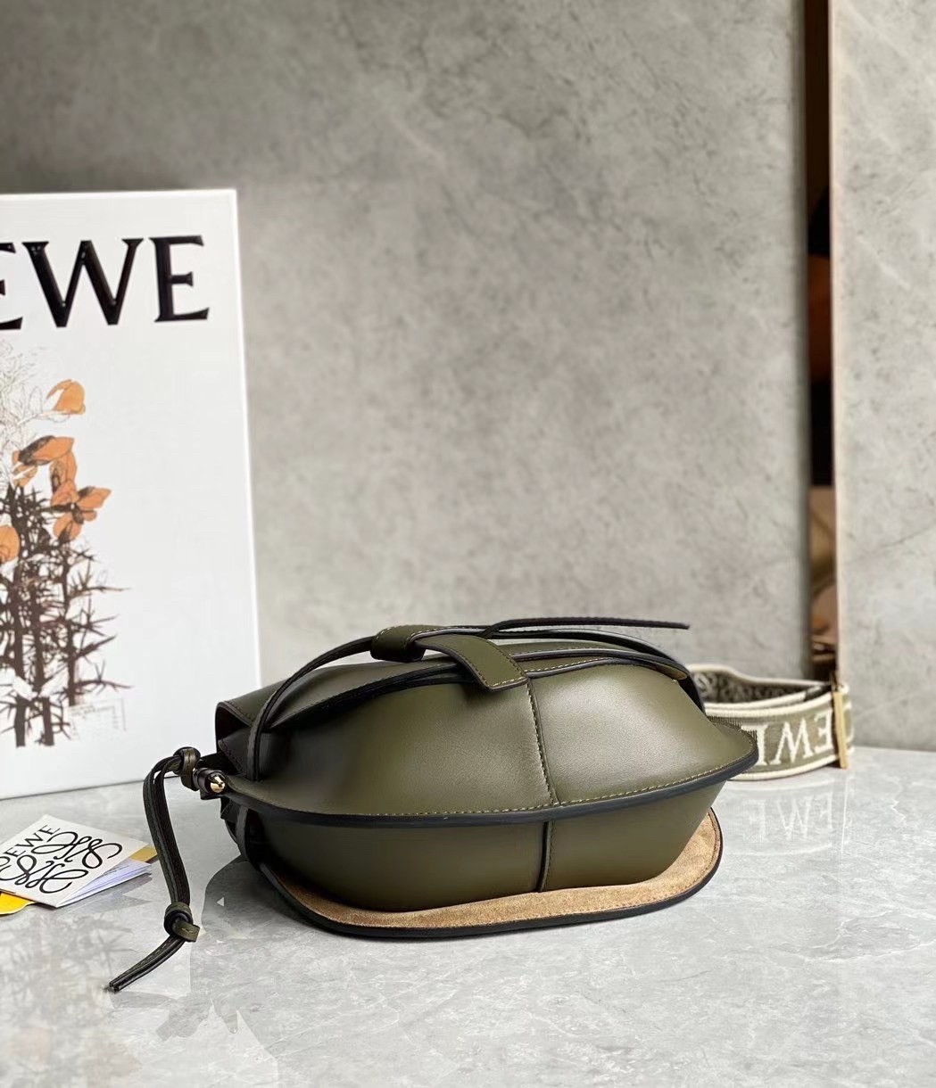 Loewe Small Gate Bag In Green Calfskin and Jacquard